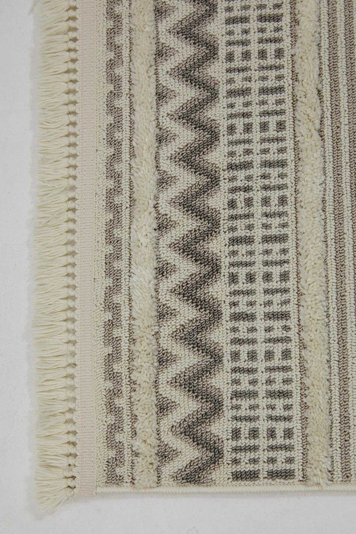 Evdeco Molde 2207 Gri Etnik Desenli Modern Salon Halısı