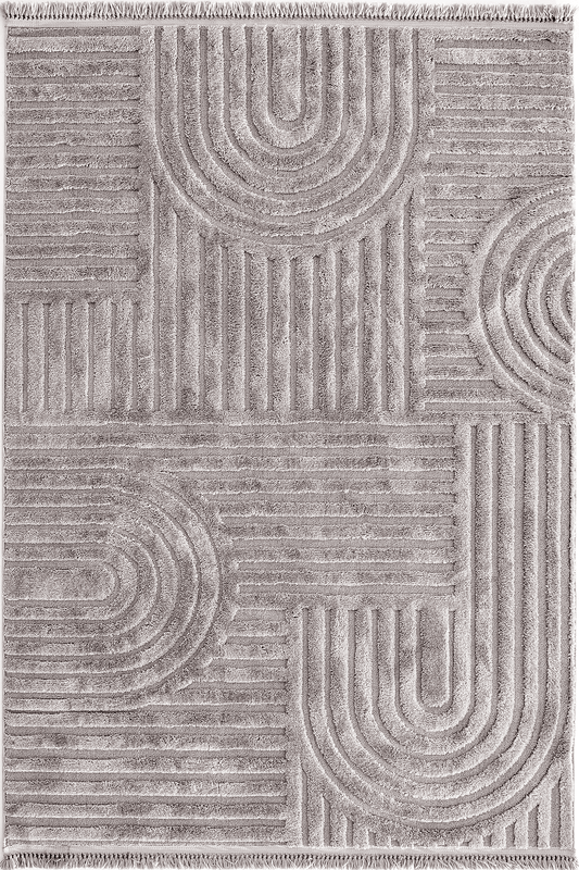 Evdeco Molde 2212 Gri Etnik Desenli Modern Salon Halısı