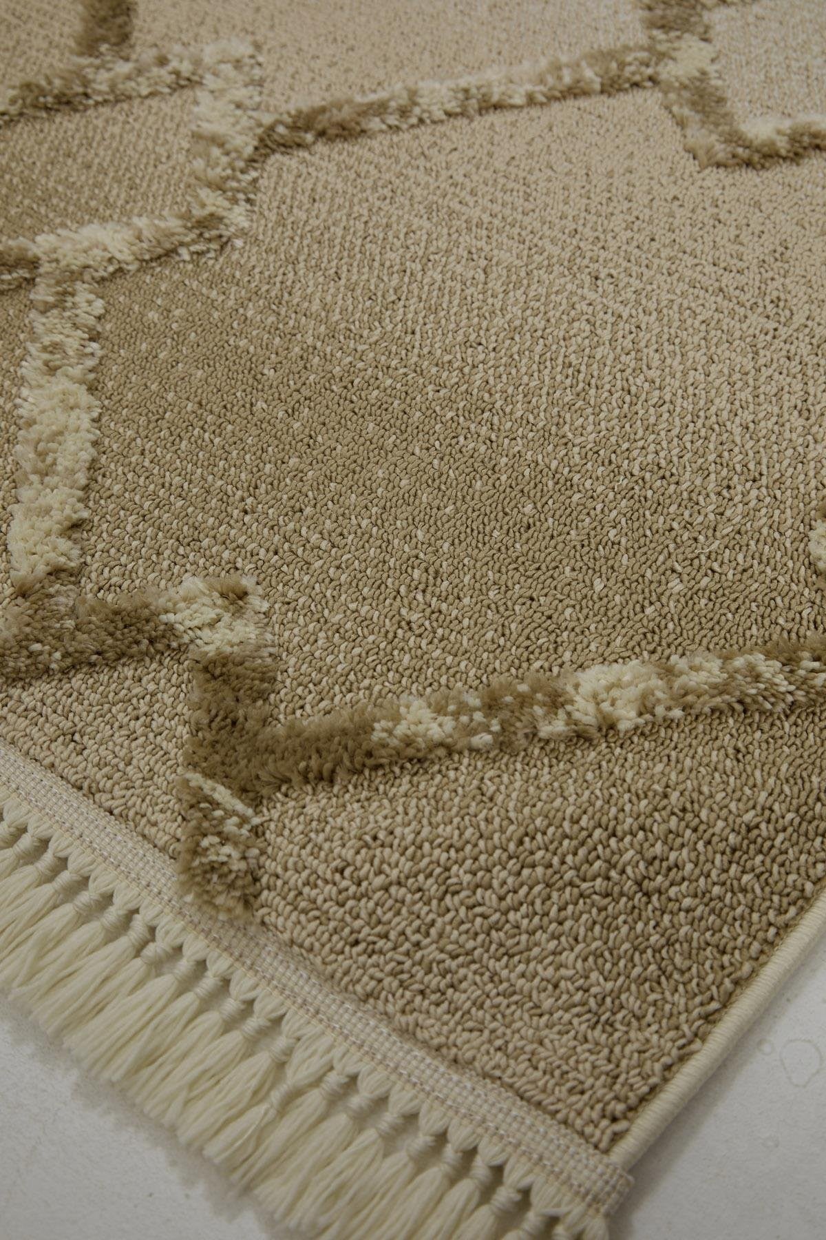 Evdeco Molde 2208 Vizon Etnik Desenli Modern Salon Halısı