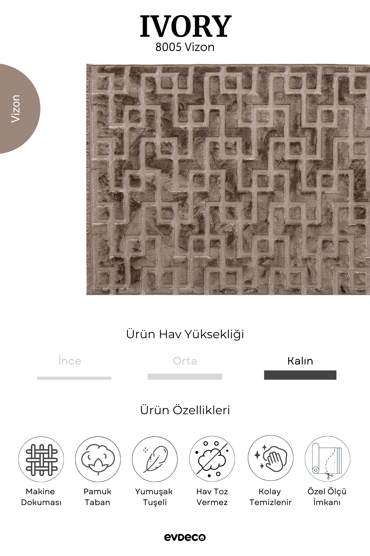 Seka Halı Ivory 8005 Vizon Halı