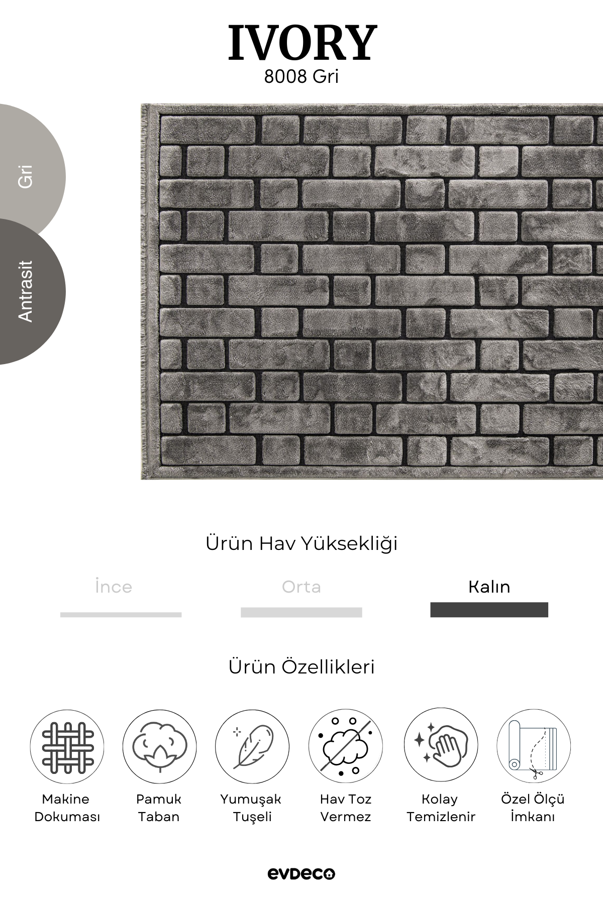 Seka Halı Ivory 8008 Gri Halı