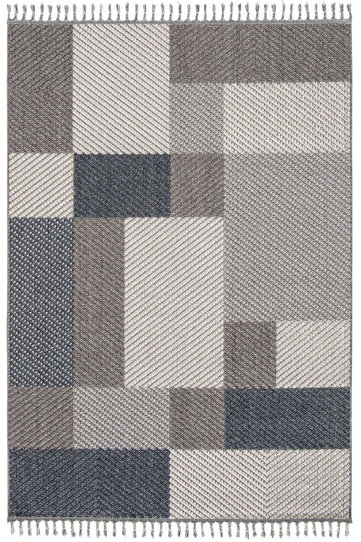 Seka Halı Lena 1403 Gri Örgü Desenli Kesme Halı