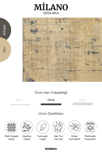 Seka Halı Milano Modern Desenli Gold Salon Halısı