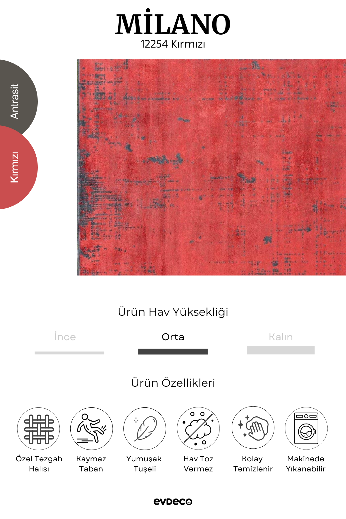 Seka Halı Milano Modern Desenli Kırmızı Salon Halısı