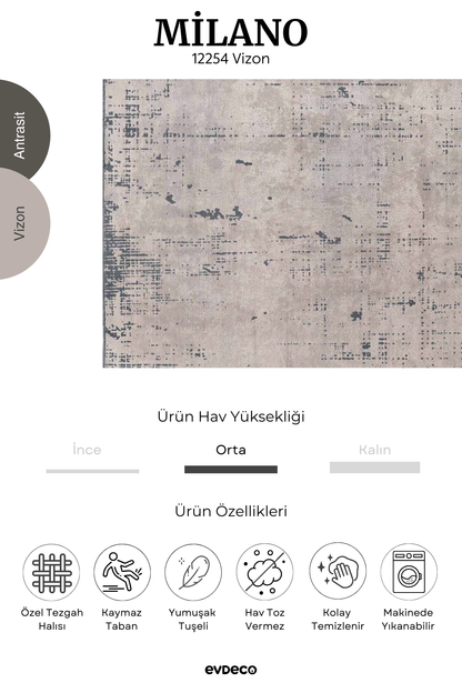 Seka Halı Milano Modern Desenli Vizon Salon Halısı