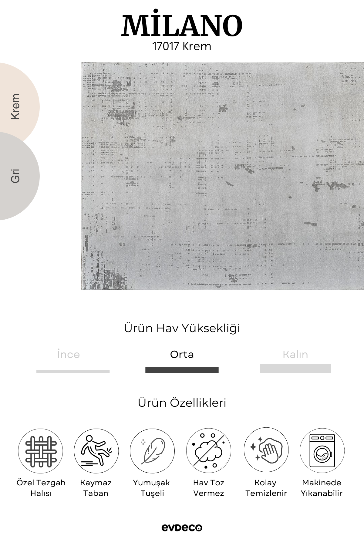 Seka Halı Milano Modern Desenli Krem Salon Halısı