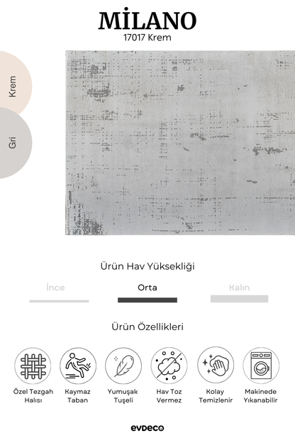 Seka Halı Milano Modern Desenli Krem Salon Halısı