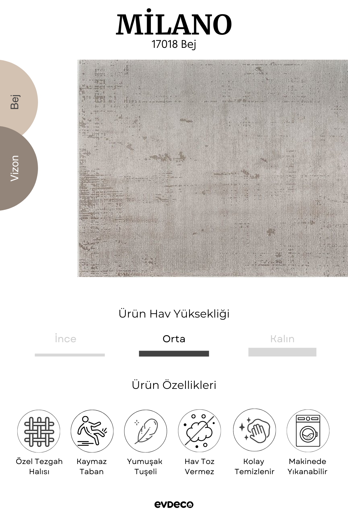 Seka Halı Milano Modern Desenli Bej Salon Halısı