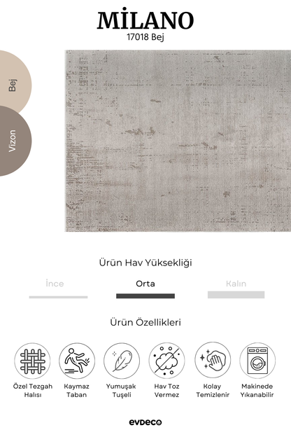 Seka Halı Milano Modern Desenli Bej Salon Halısı