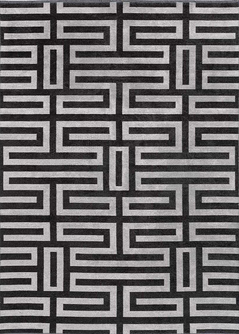 Seka Halı Milano Geometrik Desenli Siyah Salon Halısı