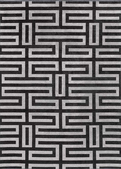 Seka Halı Milano Geometrik Desenli Siyah Salon Halısı