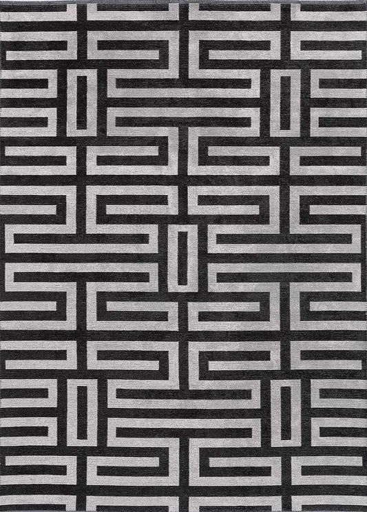 Seka Halı Milano Geometrik Desenli Siyah Salon Halısı