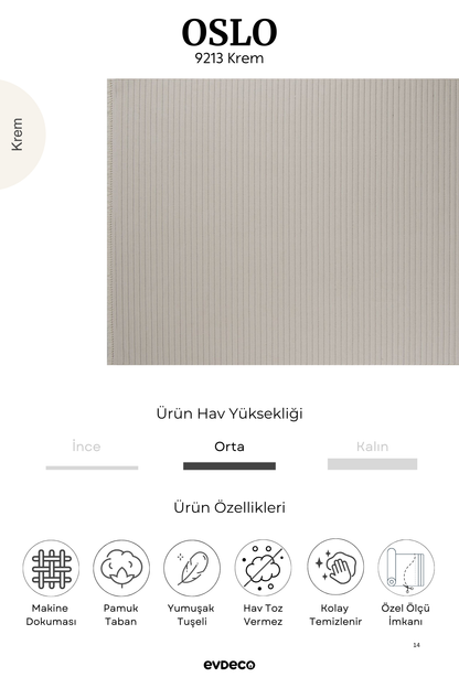 Seka Halı Oslo 9213 Krem Yumuşak Tuşeli Modern Kesme Halı