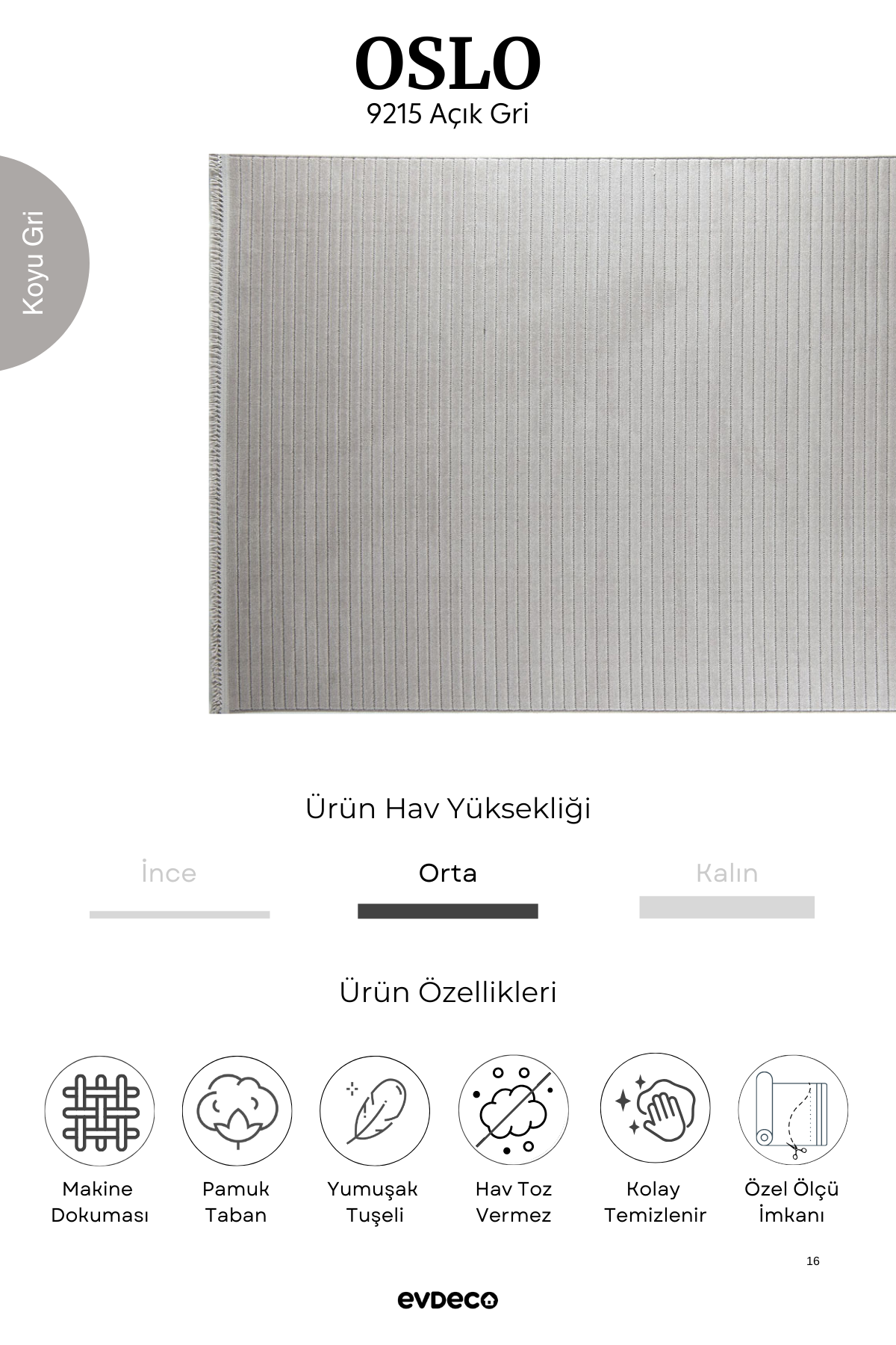 Seka Halı Oslo 9215 Açık Gri Yumuşak Tuşeli Modern Kesme Halı