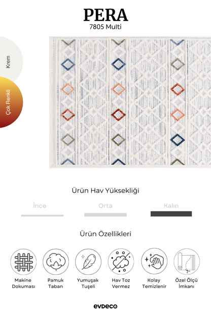 Seka Halı Pera 7805 Multi Yumuşak Dokulu Modern Salon Halısı