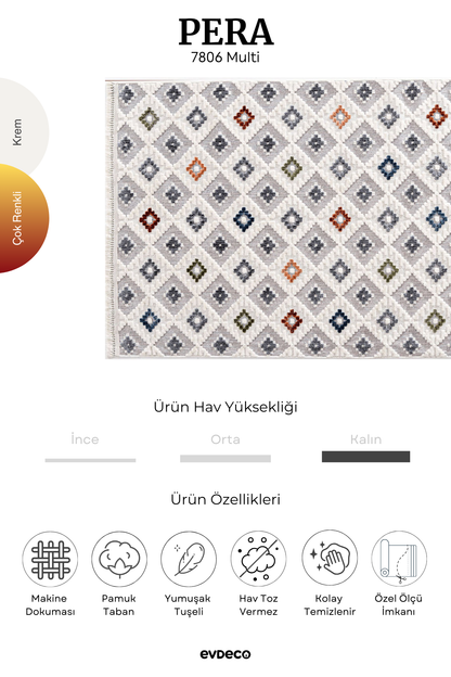 Seka Halı Pera 7806 Multi Yumuşak Dokulu Modern Salon Halısı