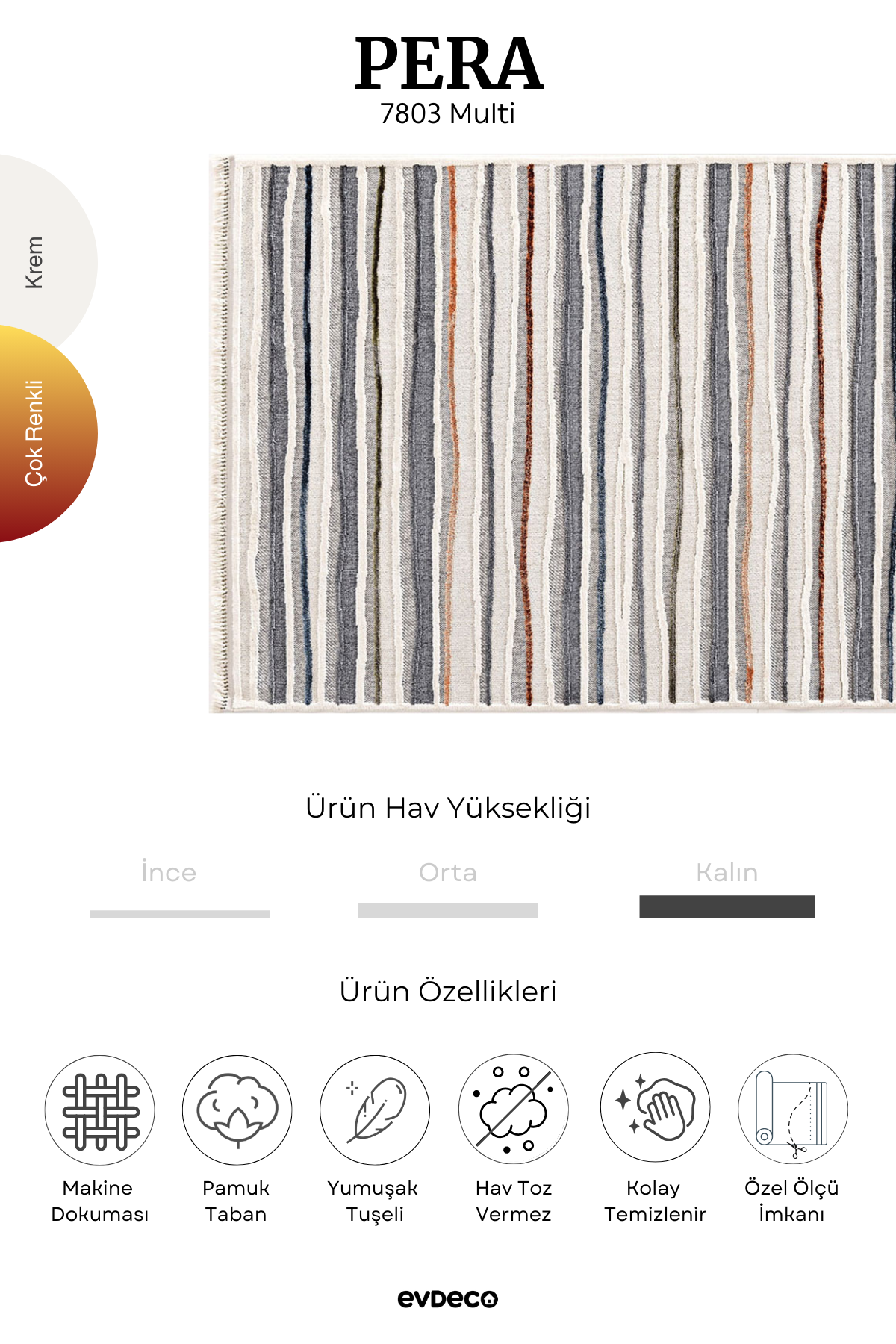 Seka Halı Pera 7803 Multi Yumuşak Dokulu Modern Salon Halısı