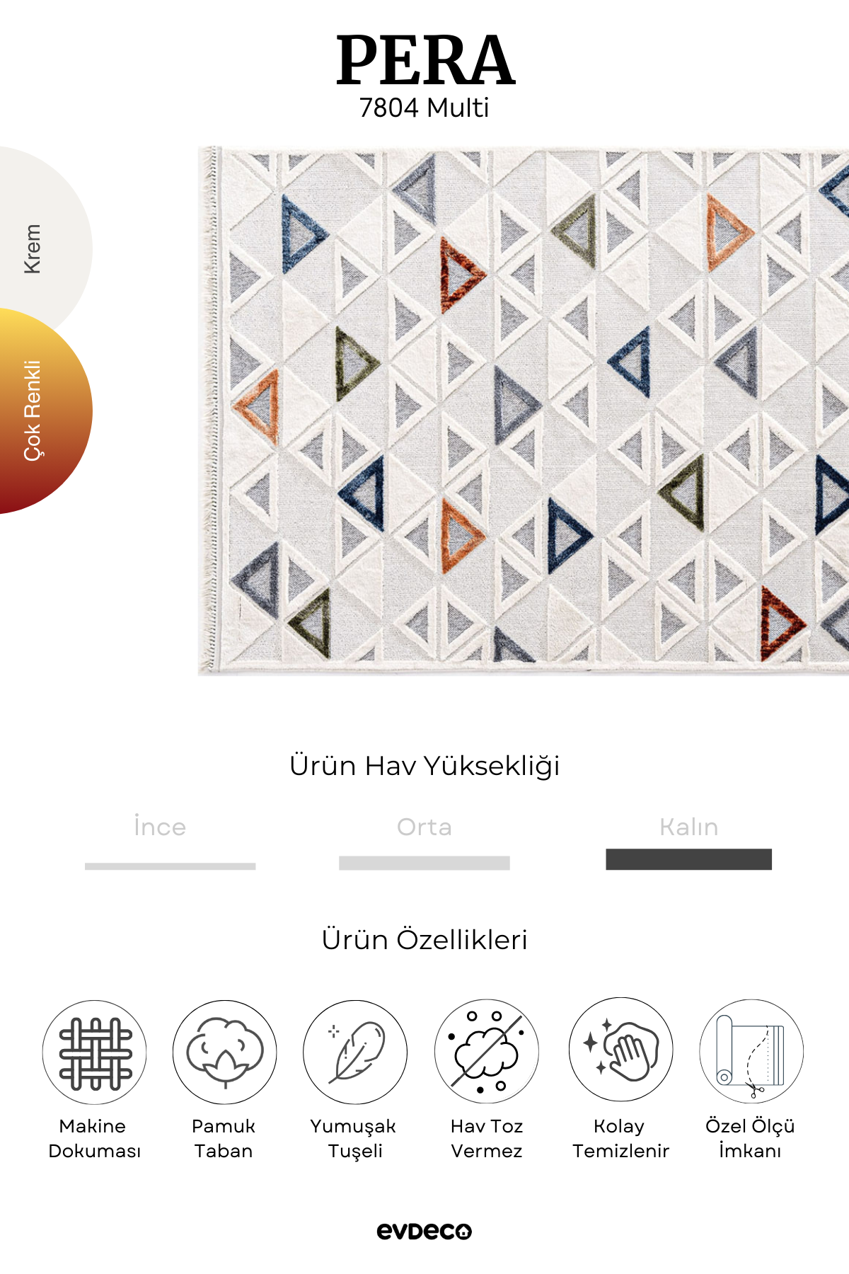 Seka Halı Pera 7804 Multi Yumuşak Dokulu Modern Salon Halısı