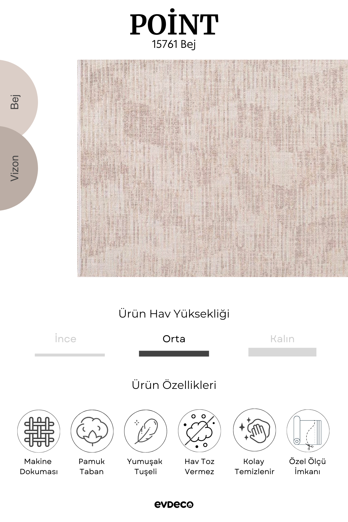 Seka Halı Point 15761 Bej Bukle Halı