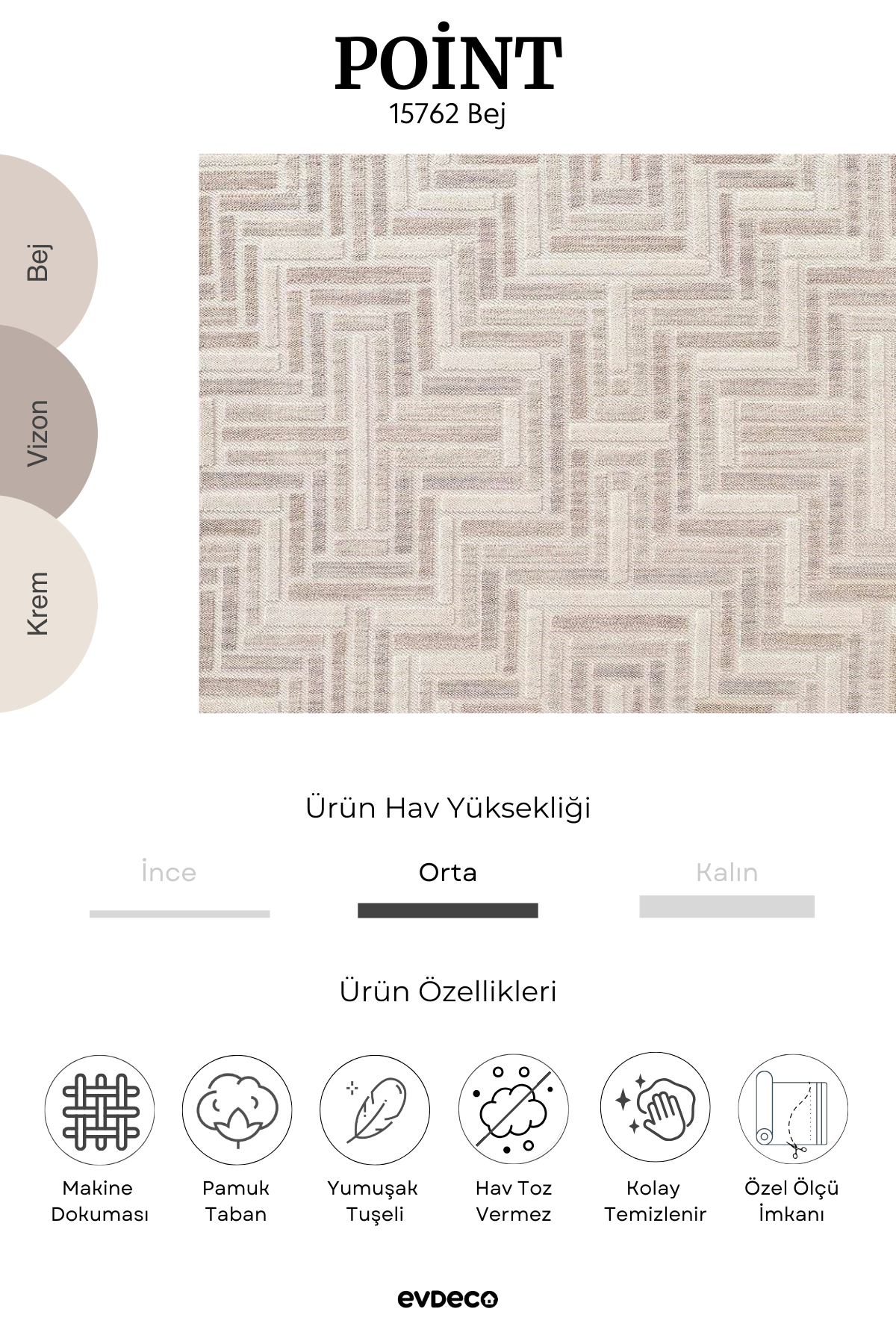 Seka Halı Point 15762 Bej Bukle Halı