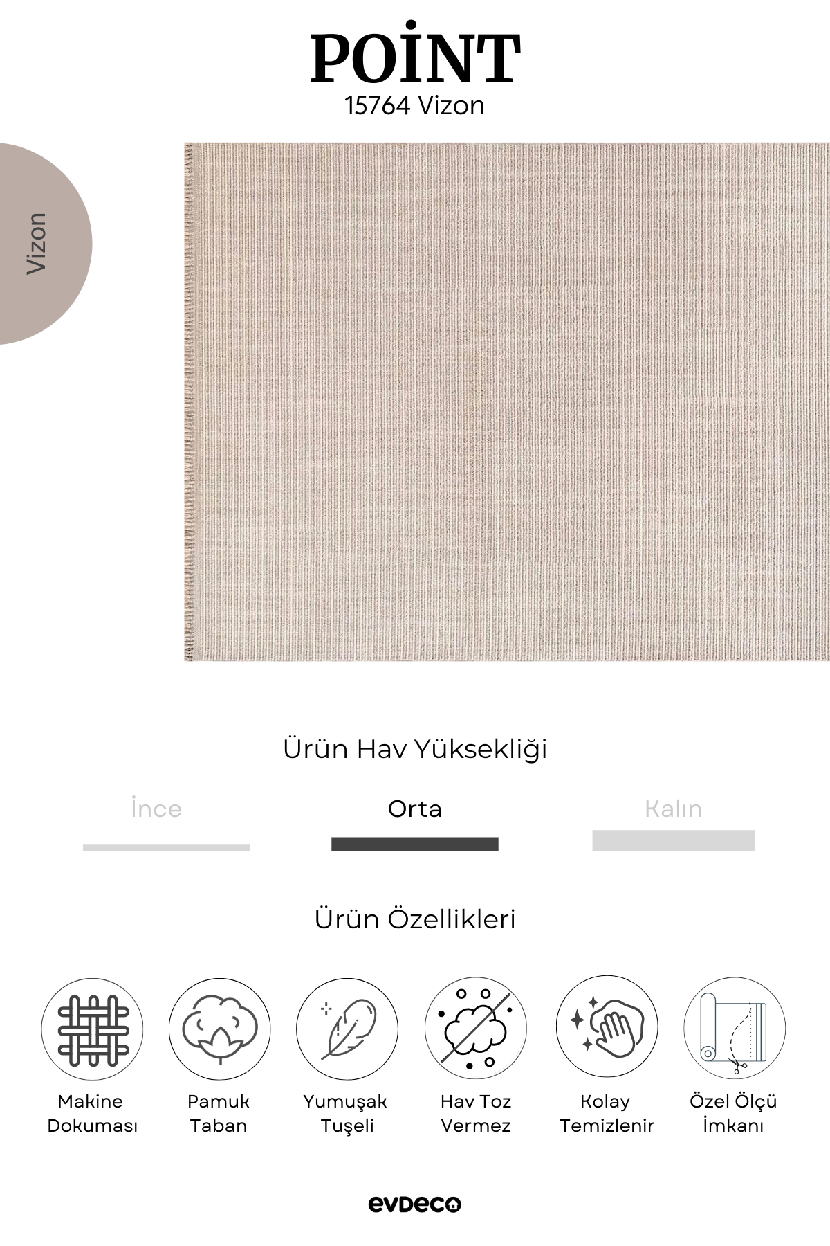 Seka Halı Point 15764 Vizon Bukle Halı