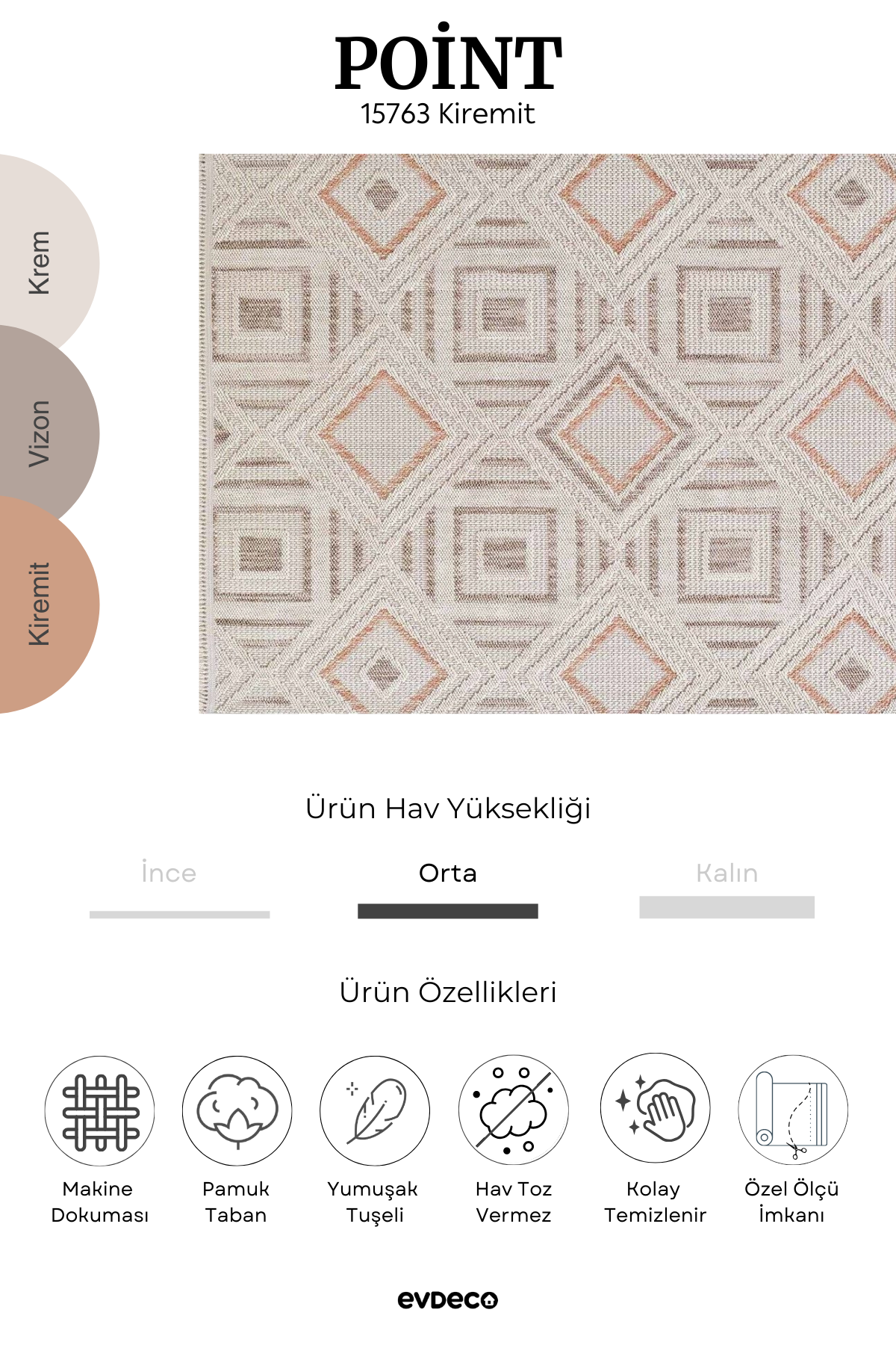 Seka Halı Point 15763 Kiremit Bukle Halı