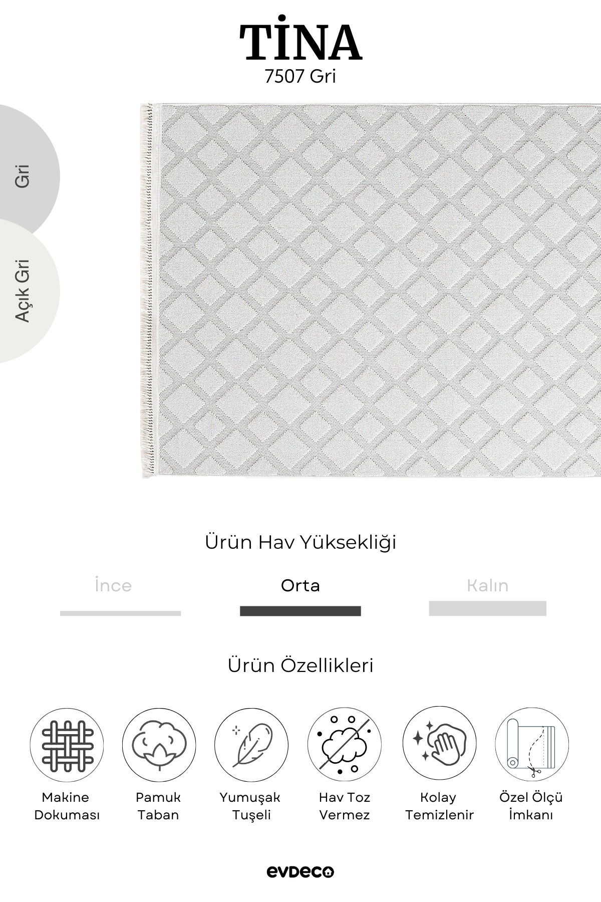 Seka Halı Tina 7507 Beyaz Yumuşak Tuşeli Kesme Halı