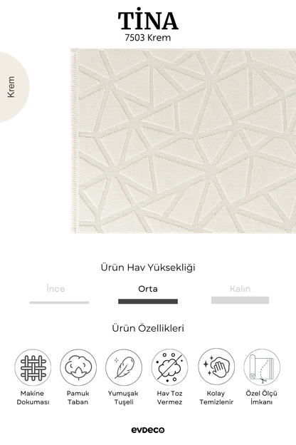 Seka Halı Tina 7503 Beyaz Yumuşak Tuşeli Kesme Halı