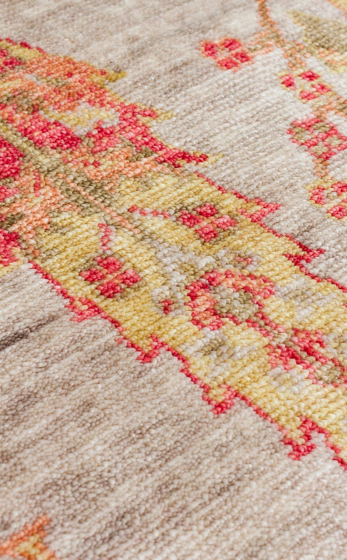 Seka 08 BEIGE AUTUMN Otantik Desenli Özel Hav Vermeyen ve Kolay Temizlenebilir Tensel Kullanılarak El Emeği ile Özel Tezgahlarda Üretilen Modern Uşak Halısı