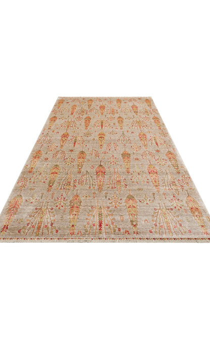 Seka 08 BEIGE AUTUMN Otantik Desenli Özel Hav Vermeyen ve Kolay Temizlenebilir Tensel Kullanılarak El Emeği ile Özel Tezgahlarda Üretilen Modern Uşak Halısı