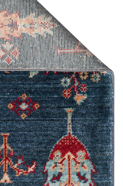 Seka 08 NAVY TURQUOISE Otantik Desenli Özel Hav Vermeyen ve Kolay Temizlenebilir Tensel Kullanılarak El Emeği ile Özel Tezgahlarda Üretilen Modern Uşak Halısı